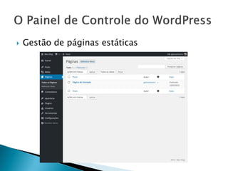  Gestão de páginas estáticas
 
