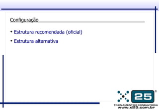 Configuração

➔
    Estrutura recomendada (oficial)
➔
    Estrutura alternativa
 