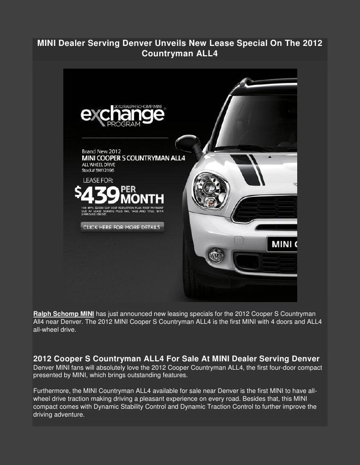Mini Cooper Dealers >> Mini Dealer Serving Denver Unveils New Lease Special On The Mini Cooper Dealers >> Mini Dealer Serving Denver Unveils New Lease Special On The