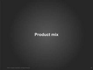 Product mix
©2012 LinkedIn Corporation. All Rights Reserved. 53
 