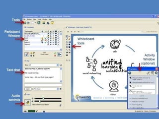 Participant Interface Participant Window Text chat Audio controls Tools Activity Window (optional) Whiteboard tools 