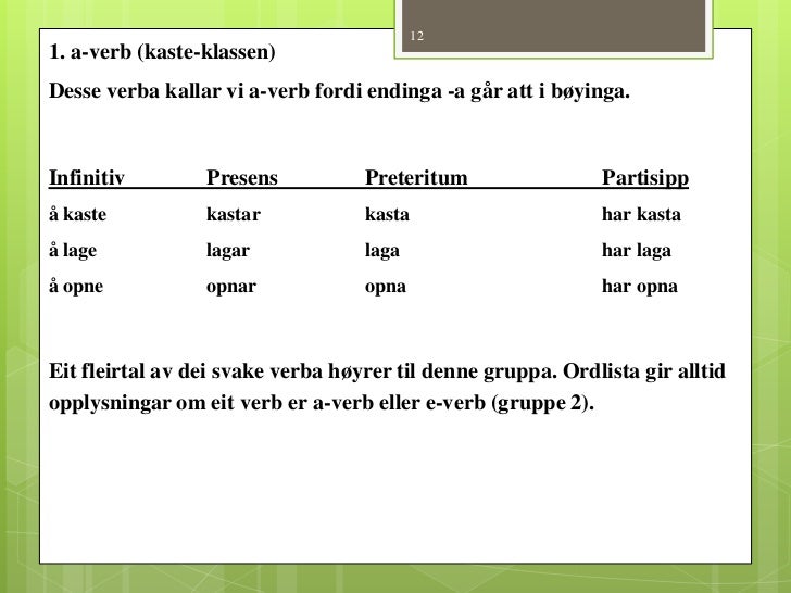 bøying av nynorske verb bøying av nynorske verb
