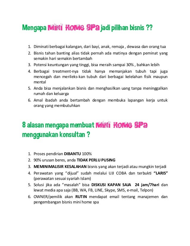 Mini home spa business planning Mini home spa business planning