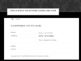 THIS IS WHAT YOUR STORE LOOKS LIKE NOW
 