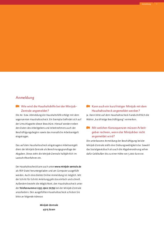 Minijobzentrale haushaltsscheck anmeldung Minijobzentrale haushaltsscheck anmeldung