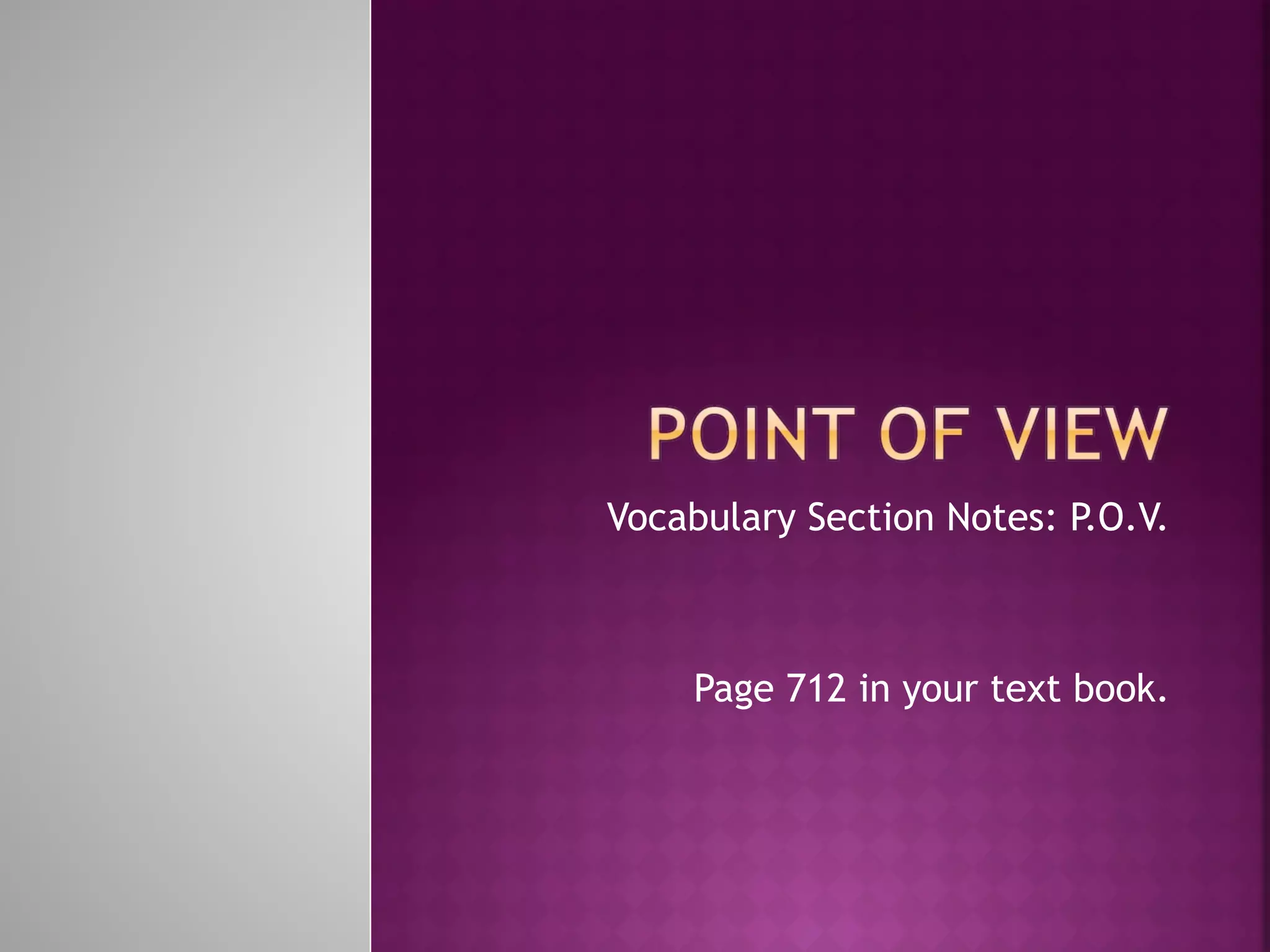 Mini lesson point of view PPT