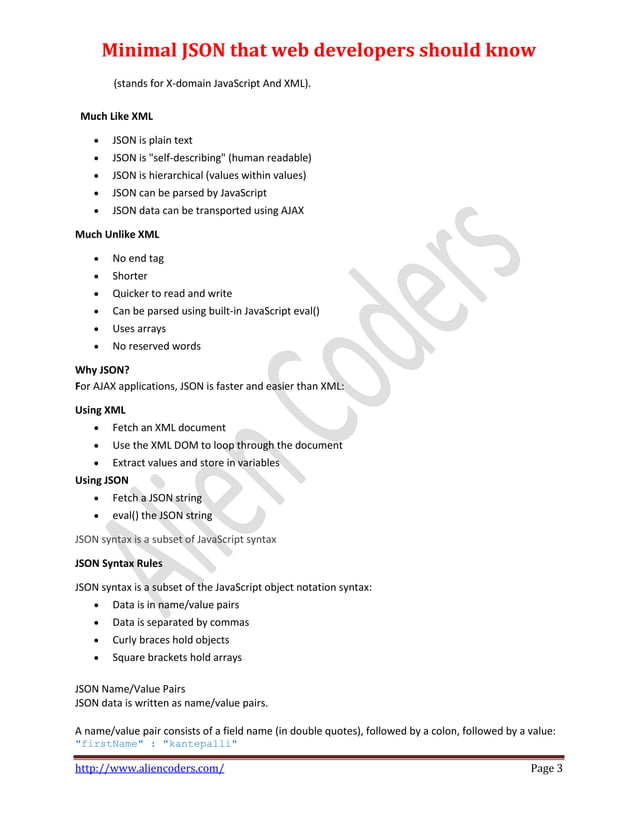 Basics of JSON (JavaScript Object Notation) with examples