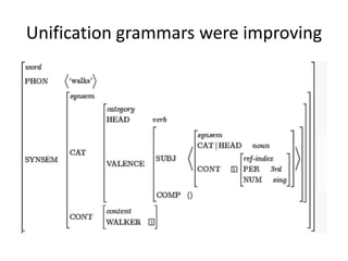 Unification grammars were improving
 