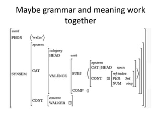 Maybe grammar and meaning work
together
 