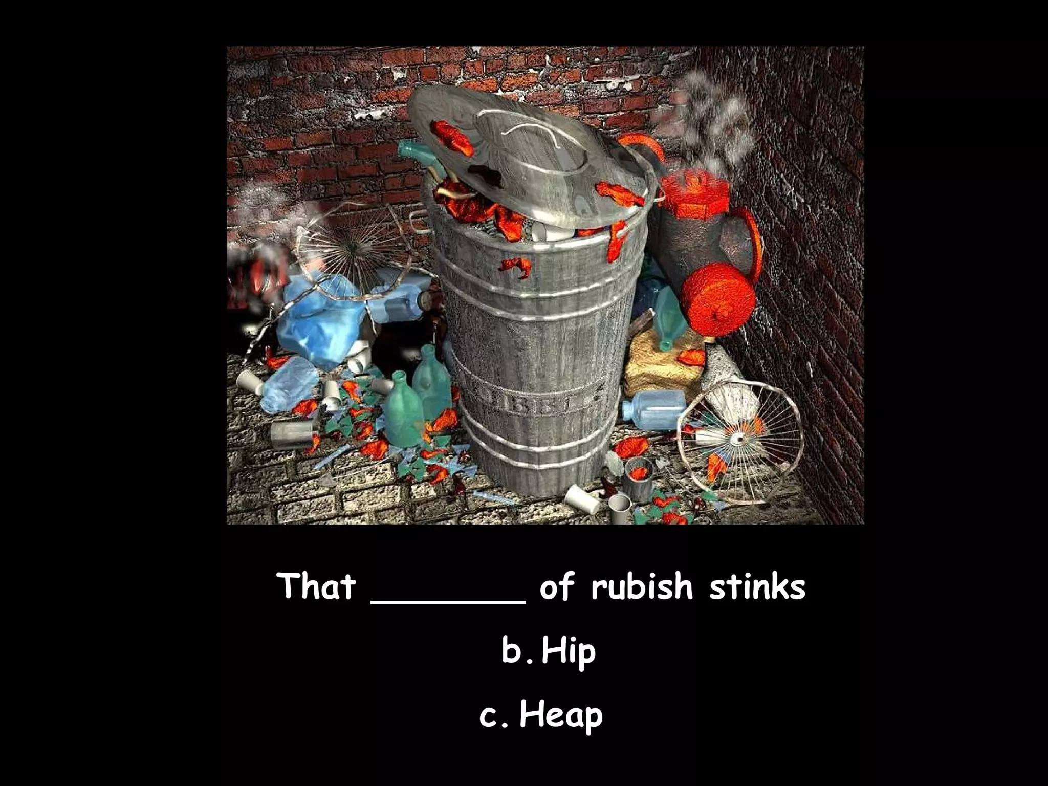 That _______ of rubish stinks  Hip Heap  