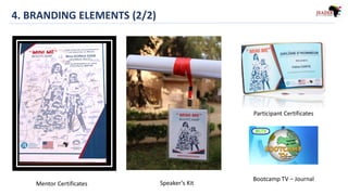 4. BRANDING ELEMENTS (2/2)
Mentor Certificates
Participant Certificates
Speaker’s Kit
Bootcamp TV – Journal
 
