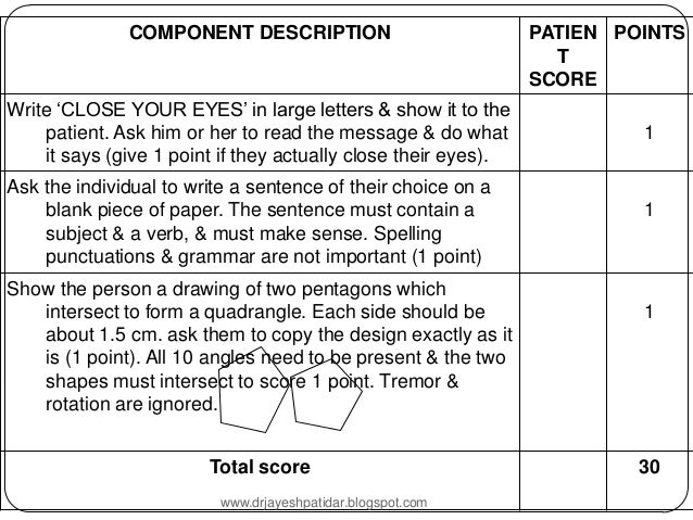 Mini mental status examination