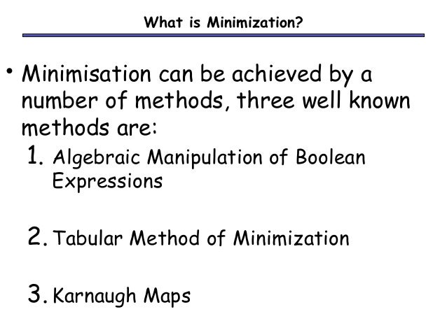 Minimization of Boolean Functions