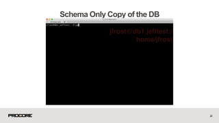 20
Schema Only Copy of the DB
 
