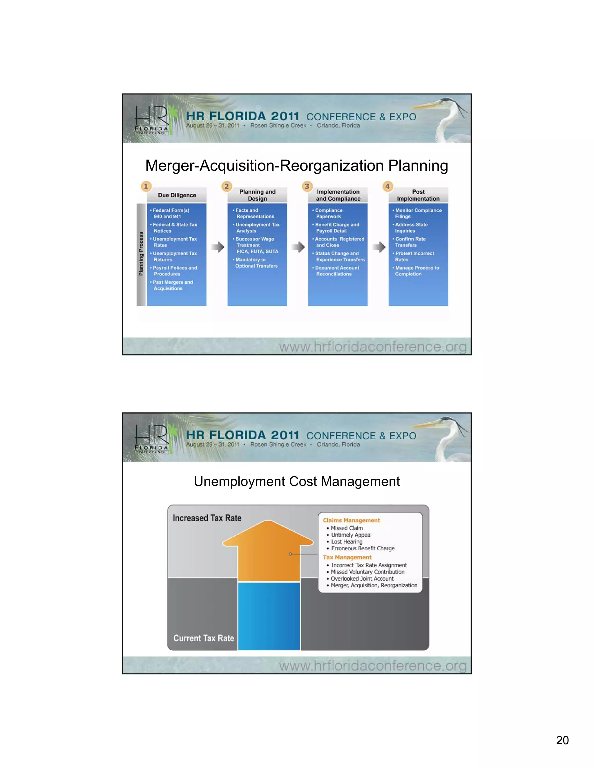 Merger-Acquisition-Reorganization Planning




      Unemployment Cost Management




                                             20
 