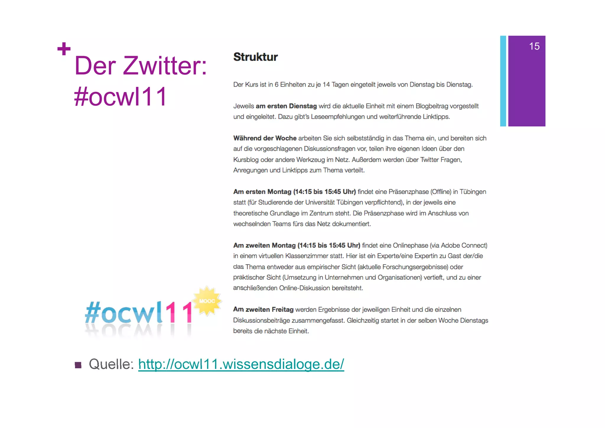 +                                                  15

    Der Zwitter:
    #ocwl11




       Quelle: http://ocwl11.wissensdialoge.de/
 