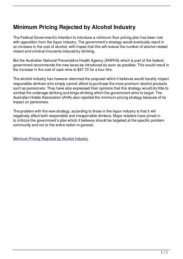 Minimum Pricing Rejected By Alcohol Industry - 