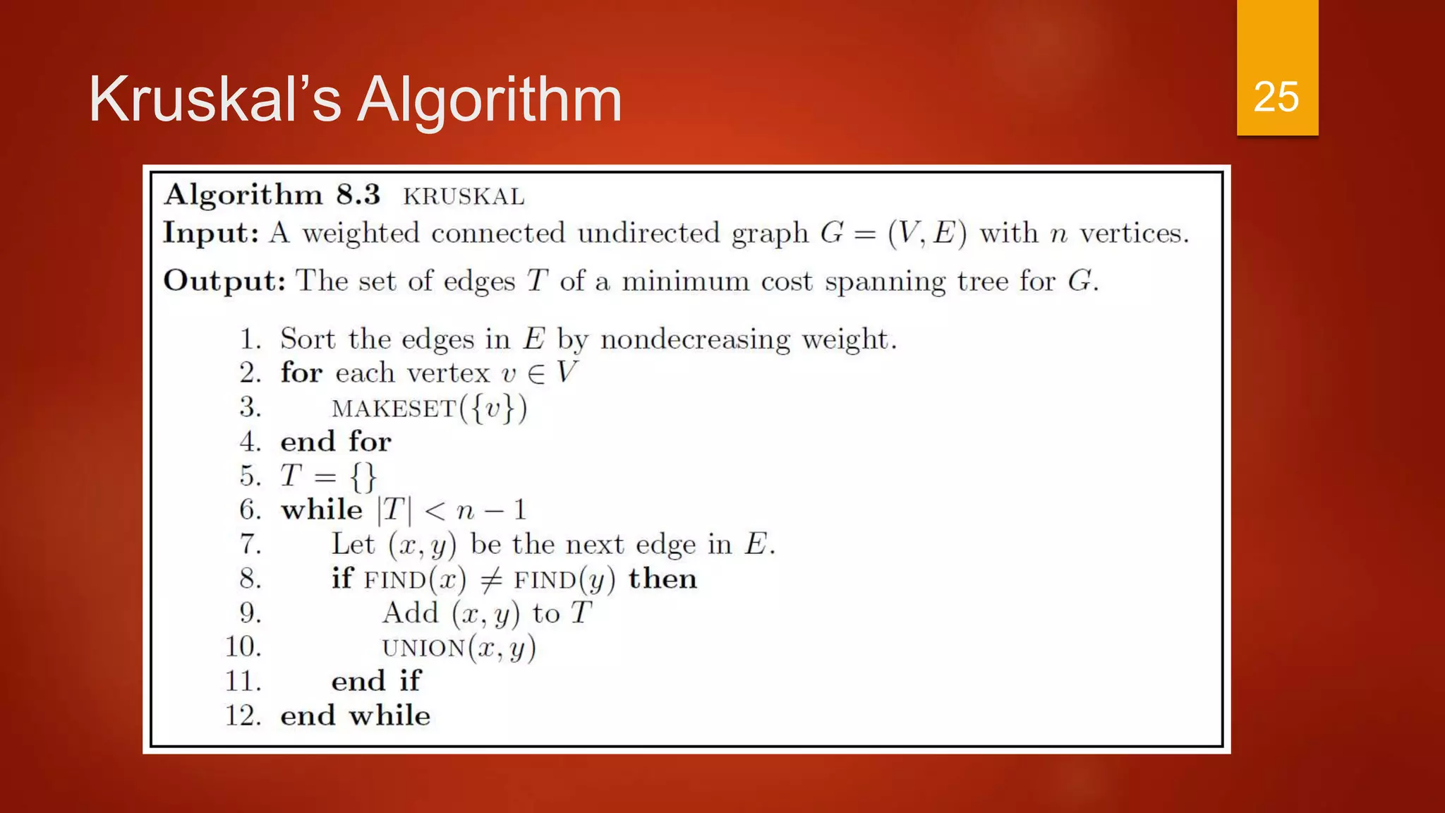 Kruskal’s Algorithm 25
 