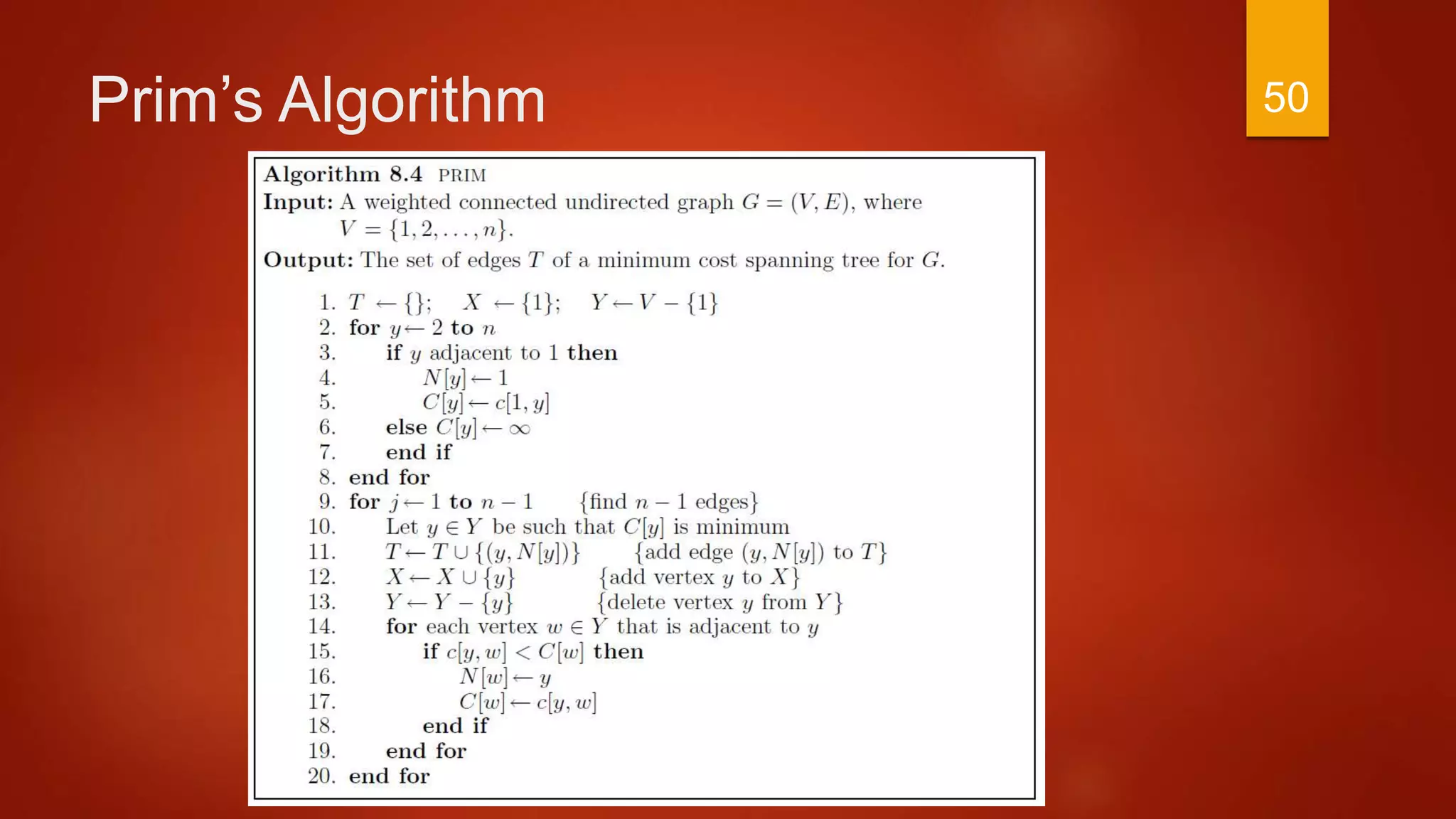 Prim’s Algorithm 50
 