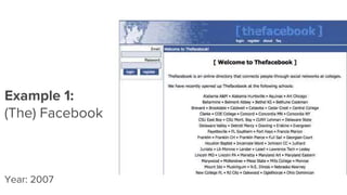 Example 1:
(The) Facebook
Year: 2007
 