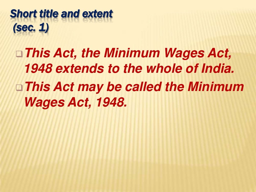 Minimum wages act 1948