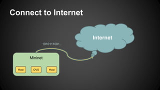 Connect to Internet
Internet
Mininet
Host HostOVS
1010111001..
 