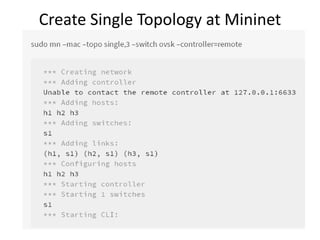 Create Single Topology at Mininet 
 