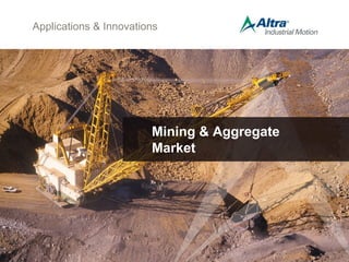 Applications & Innovations
Mining & Aggregate
Market
 