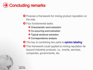 Mining Product Reputations On the Web Slide 15