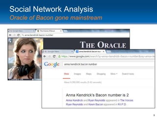 Social Network Analysis
Oracle of Bacon gone mainstream

9

 