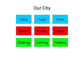 Our City Food Shelter Clothing 