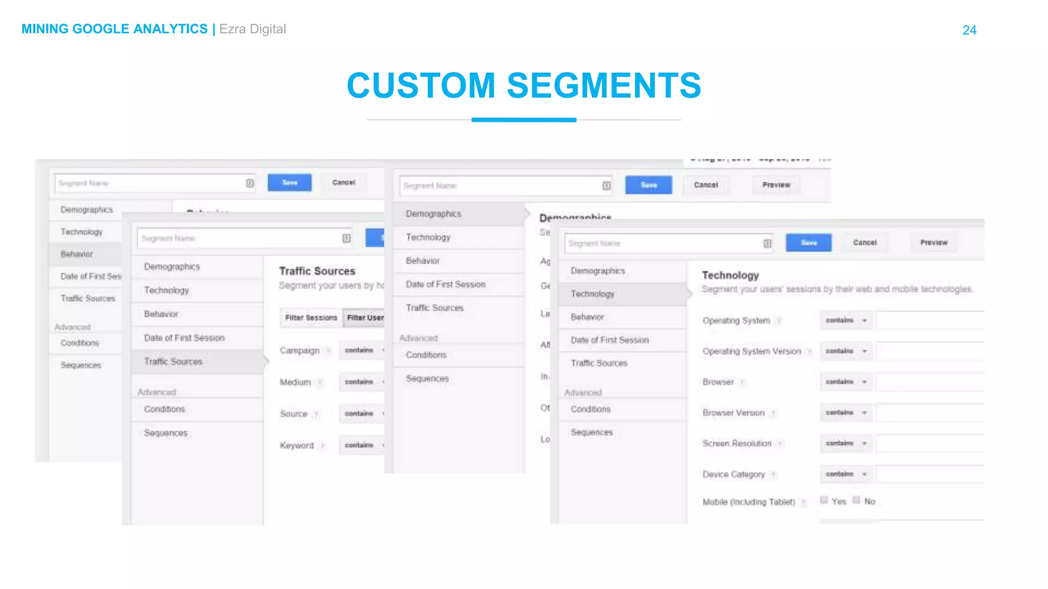 24MINING GOOGLE ANALYTICS | Ezra Digital
CUSTOM SEGMENTS
 
