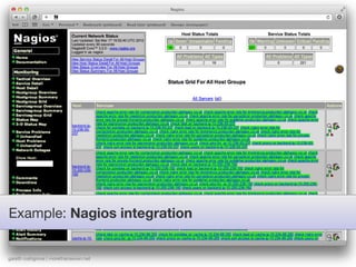 Example: Nagios integration


gareth rushgrove | morethanseven.net
 