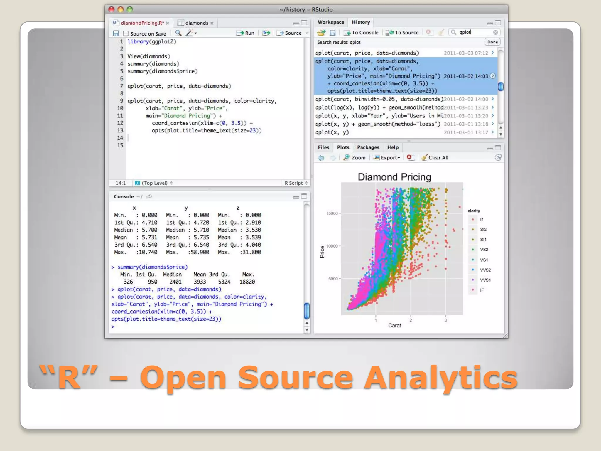 “R” – Open Source Analytics
 