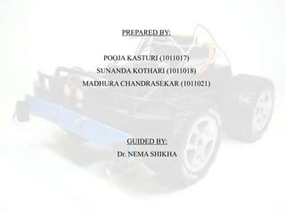 PREPARED BY:
POOJA KASTURI (1011017)
SUNANDA KOTHARI (1011018)
MADHURA CHANDRASEKAR (1011021)
GUIDED BY:
Dr. NEMA SHIKHA
 