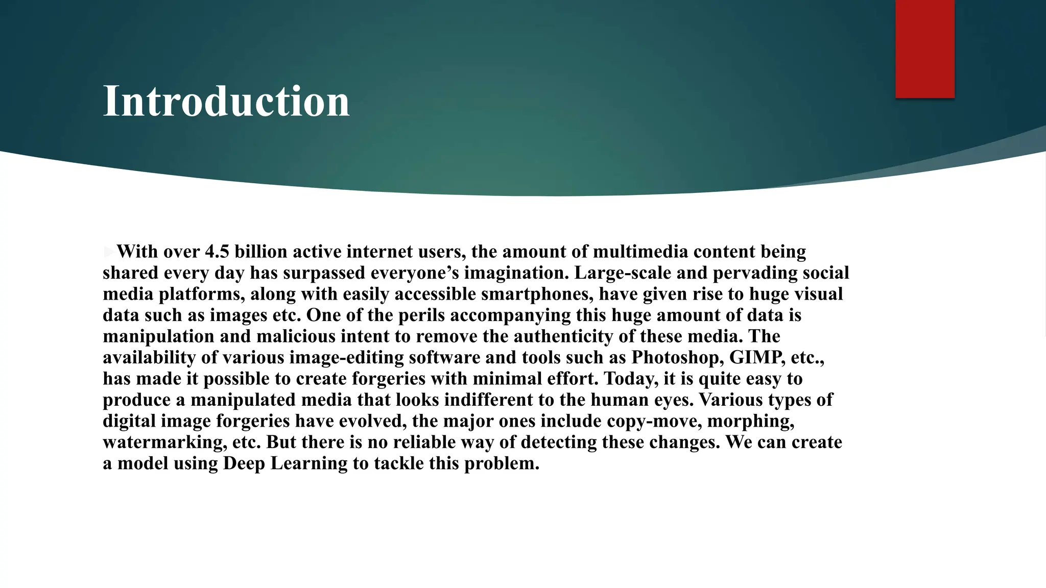 Image Forgery detection using deep learning | PPTX | Photo Editing ...