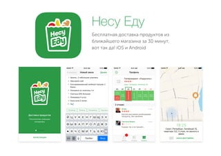Бесплатная доставка продуктов из
ближайшего магазина за 30 минут,
вот так да! iOS и Android
Несу Еду
 