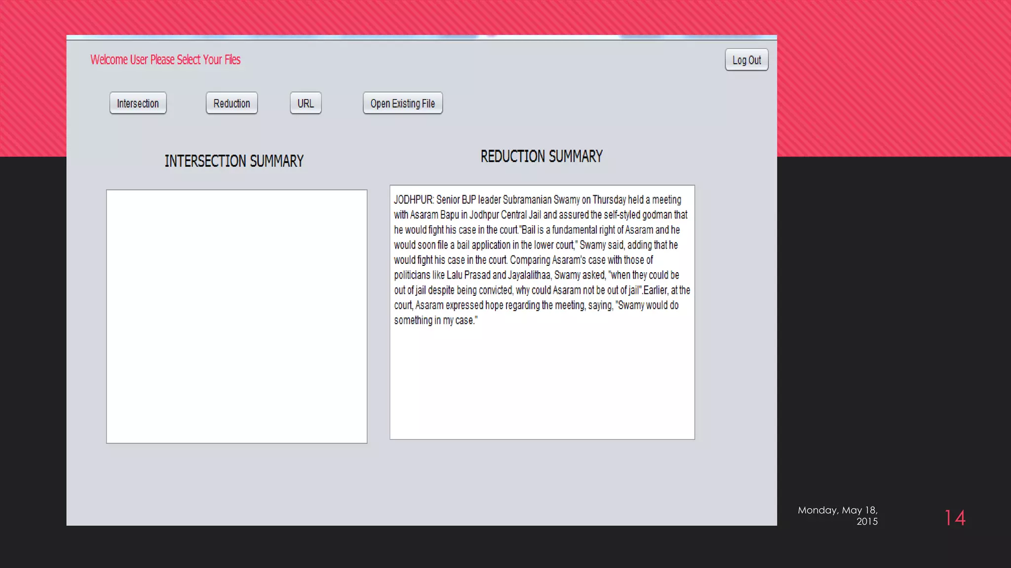 Monday, May 18,
2015 14
 