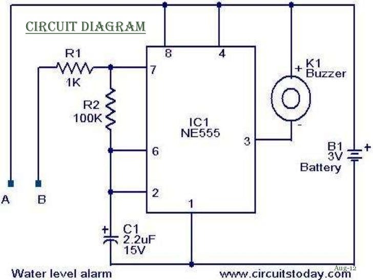 water level indicator with alarm circuit details Water level detector(using 555 timer ic) water-level controller circuit are connected to the water level indicator with alarm. water level indicator with alarm circuit details Water level detector(using 555 timer ic) water-level controller circuit are connected to the water level indicator with alarm.