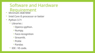 Face attendance Recognition System using Machine Learning | PPT