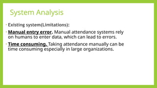 Face attendance Recognition System using Machine Learning | PPT