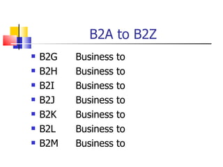 B2A to B2Z B2G Business to  B2H Business to  B2I Business to B2J Business to  B2K Business to  B2L Business to  B2M Business to 