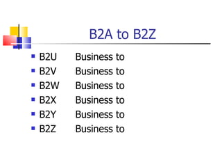 B2A to B2Z B2U Business to  B2V Business to B2W Business to B2X Business to  B2Y Business to B2Z Business to  