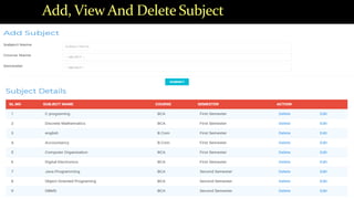 Add, View And Delete Subject
 