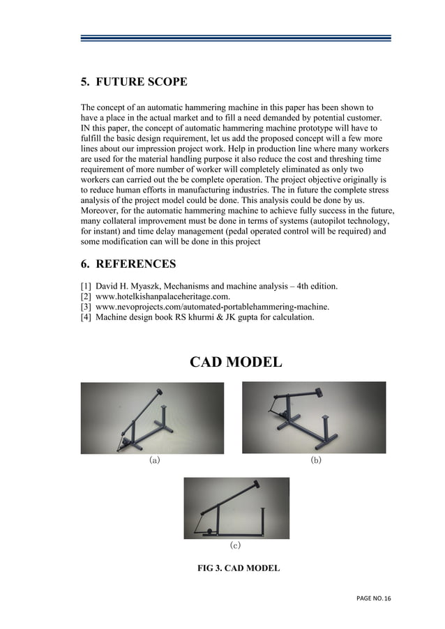 AUTOMATIC PORTABLE HAMMERING MACHINE REPORT