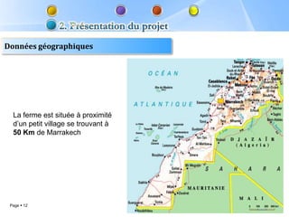 Données géographiques




  La ferme est située à proximité
  d’un petit village se trouvant à
  50 Km de Marrakech




 Page  12
 
