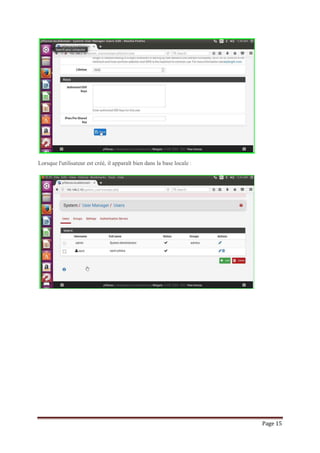 Page 15
Lorsque l'utilisateur est créé, il apparaît bien dans la base locale :
 
