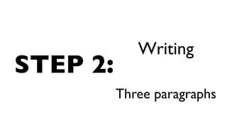 STEP 2:
Writing
Three paragraphs
 