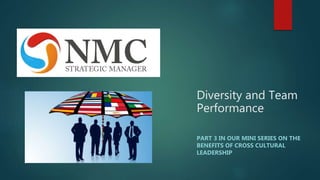 Diversity and Team
Performance
PART 3 IN OUR MINI SERIES ON THE
BENEFITS OF CROSS CULTURAL
LEADERSHIP
 