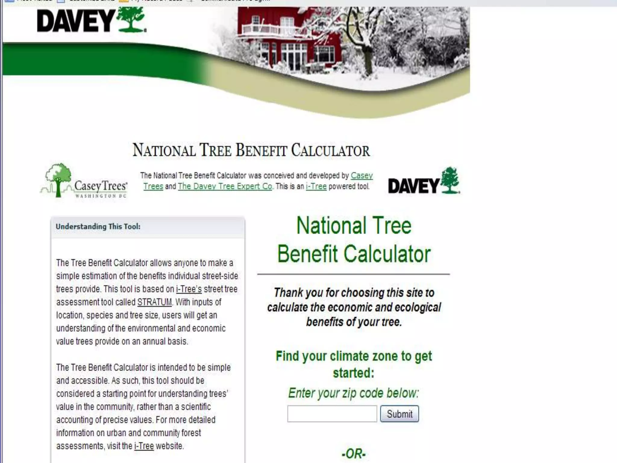 Increased Property ValueWhy i-Tree Mattersi-Tree is a software model developed by the United States Forest Service.It is a partnership between the USFS, Davey Tree Expert Company (based in Ohio), the National Arbor Day Foundation, and the International Society of ArboricultureIt is a powerful research tool for determining the environmental services of trees in community forests. i-Tree programs range from complex--i-Tree Streets to analyze entire urban forests, to i-Tree Eco, a tree calculator tool that requires only tree species and diameter at breast height (dbh) to provide environmental service printouts.  